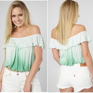 Free People “Cora Lee” Top in Sea Foam Combo Color